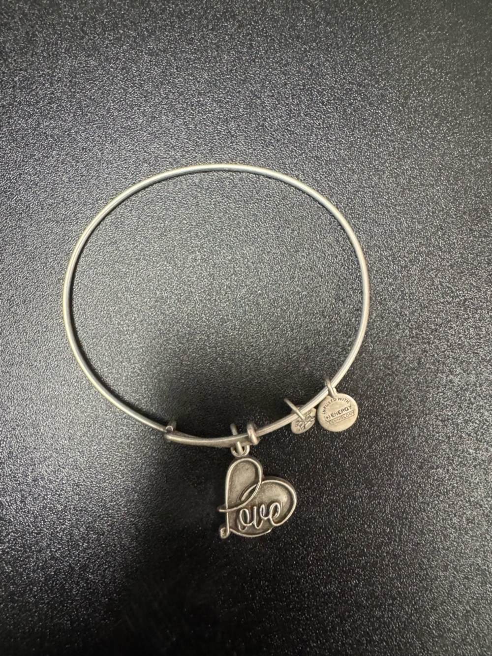 Alex and Ani Silver Heart 'Love' Charm Expandable Bangle